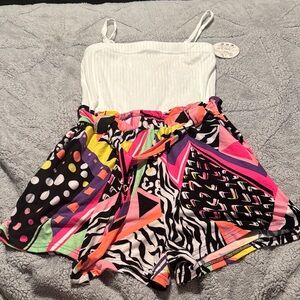 Colorful Geometric Print Romper